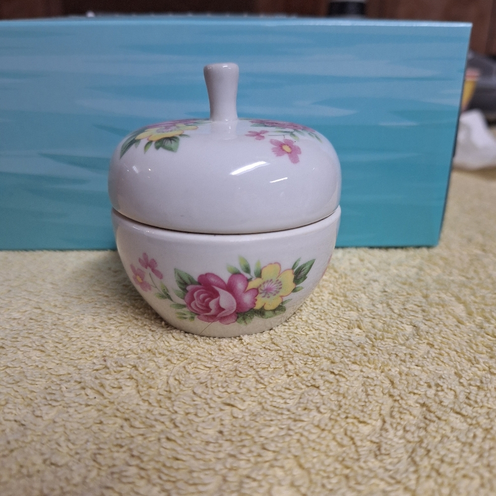 Floral Ceramic Decorative Jar - Pink and Yellow